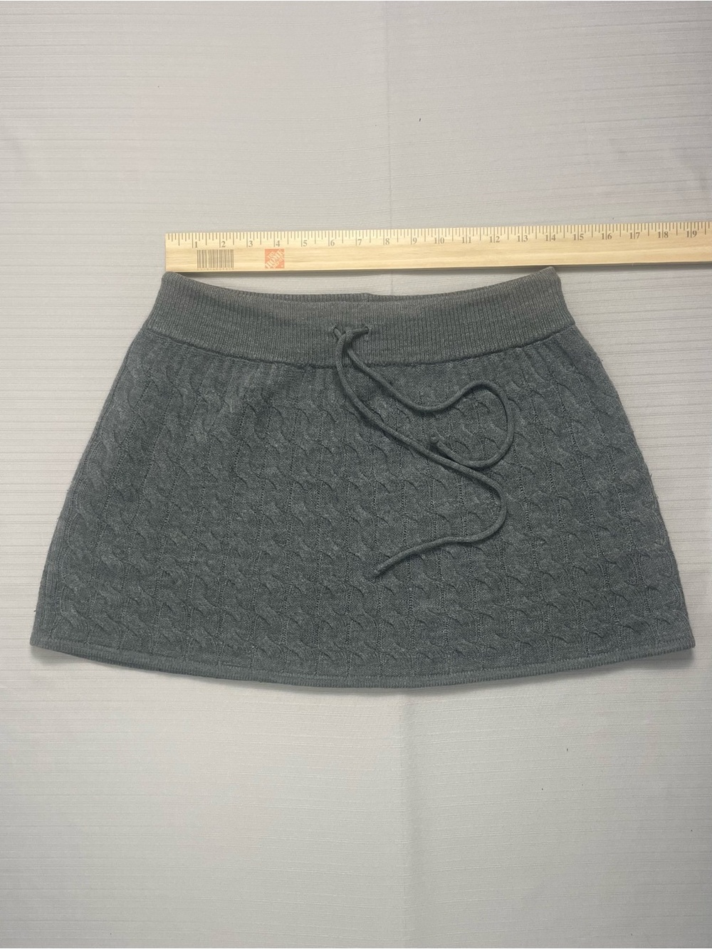 H&M Divided Charcoal Grey Cable Knit Drawstring Mini Skirt - Size 8